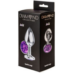 Анальная пробка Lola Toys Diamond Sparkle Large, серебро Фиолетовый, в коробке