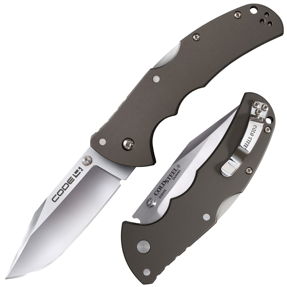 Нож складной Cold Steel Code-4 Clip Point, сталь S35VN, рукоять алюминий