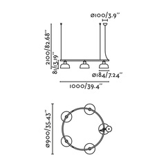 Люстра круглая TATAWIN S черная 5xE27