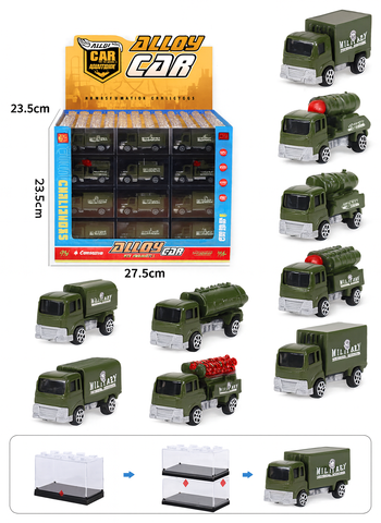 Металлически машинки 60 в уп 7 см ассорти Военные