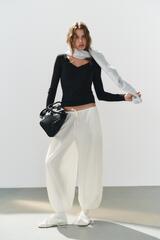 ZARA БРЮКИ ИЗ ЭЛАСТИЧНОЙ ТЕХНИЧЕСКОЙ ТКАНИ, БЕЛЫЙ