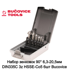Набор зенковок 90° 6,3-20,5мм DIN335C 3z HSSE-Co5 6шт Bucovice(CzTool) 791806