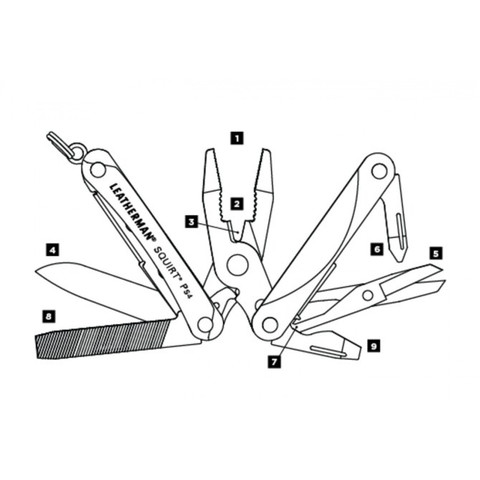 Мультитул Leatherman SQUIRT PS4 57,2 mm, 9 функций, чёрный (831233)