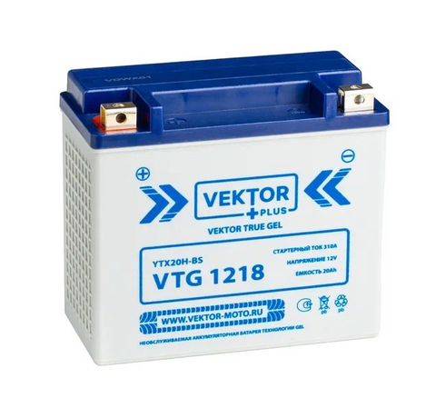 АКБ VEKTOR VTG 1218 EB20H-4 YTX20-BS, YTX20H-BS (175 x 87 x 155) 18Ач (CT1218)