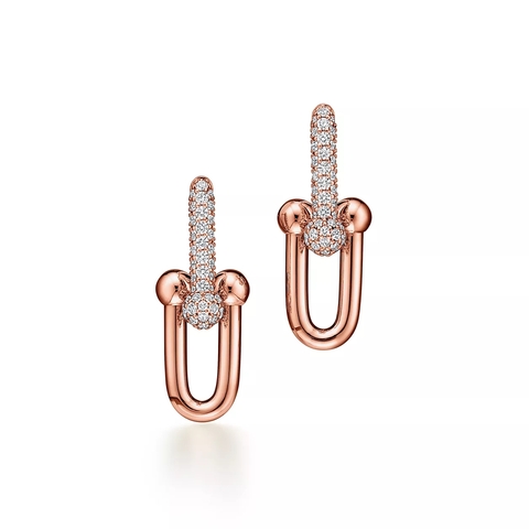 Серьги из розового золота 18к с бриллиантами, Tiffany 💠 Hard Wear medium Link