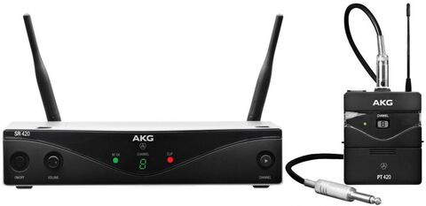 AKG WMS420 Instrumental Set инструментальная радиосистема Band U1 с приёмником SR420, портативный передатчик PT420, в комплекте гитарный шнур, адаптер, 1 батарейка AA