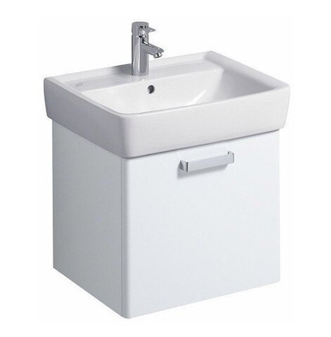 Geberit Renova Plan 879070000 Тумба под раковину, 53x46.3x47.2см, матовый белый / меламиновое покрытие, ультраглянцевый белый / пленочное покрытие
