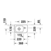 Duravit DuraStyle 713360000 Умывальник для рук 360х220 мм, с отв. для смесителя справа ,без перелива, вкл. крепление, глазуровка снизу цвет: белый