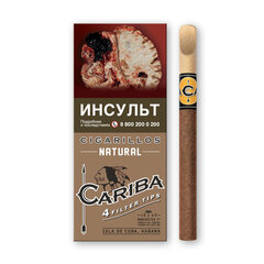 Сигариллы с деревянным мундштуком CARIBA Натуральный табак (Natural) (4шт.)
