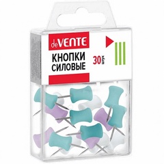 Кнопки-гвоздики силовые цветные 30шт пастельные, в пластиковой коробке 4132312