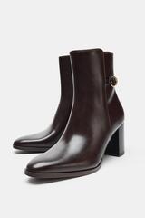 ZARA БОТИЛЬОНЫ НА ВЫСОКОМ КАБЛУКЕ, КОРИЧНЕВЫЙ