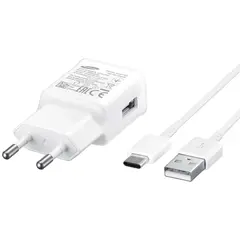 Сетевое зарядное устройство Samsung EP-TA20, USB-A + кабель Type-C, 15Вт, White (Белый)