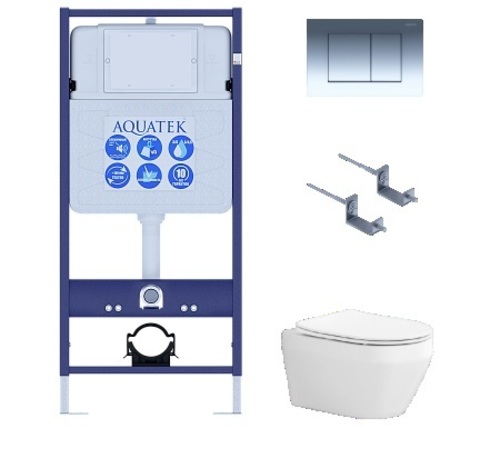 Aquatek Лея SET AQUATEK ЛЕЯ-010 4в1 Инсталляция с унитазом и клавишей, цвет: белый