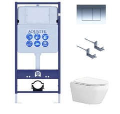 Aquatek Лея SET AQUATEK ЛЕЯ-010 4в1 Инсталляция с унитазом и клавишей, цвет: белый фото