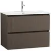 BelBagno UNO-800-2C-SO-СO База под раковину подвесная с фрезерованными ручками по всей длине фасада с двумя выкатн. ящ., Бежевый матовый, 800x455x608