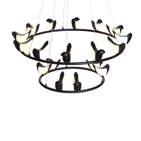 Люстра Creative Bird Chandelier черная 12+6R