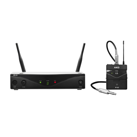AKG WMS420 Instrumental Set инструментальная радиосистема Band U1 с приёмником SR420, портативный передатчик PT420, в комплекте гитарный шнур, адаптер, 1 батарейка AA__1