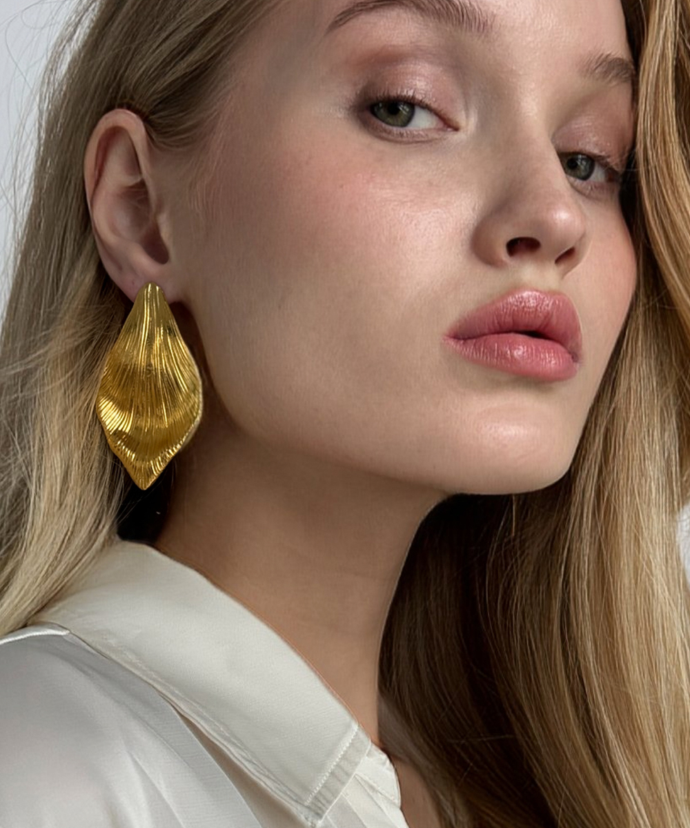 Серьги Лист тюльпана gold