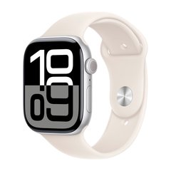 Умные часы Apple Watch Series 10 GPS, 46mm, Silver Aluminium Case with Sport Band M/L, Starlight (Серебристый)