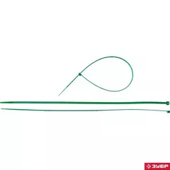 ЗУБР КС-З1, 4.8 x 400 мм, нейлон РА66, 100 шт, зеленые, кабельные стяжки, Профессионал (309060-48-400)