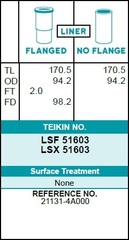 Гильза блока цилиндров TEIKIN LSF51603 (4шт/упак) не хонингованная