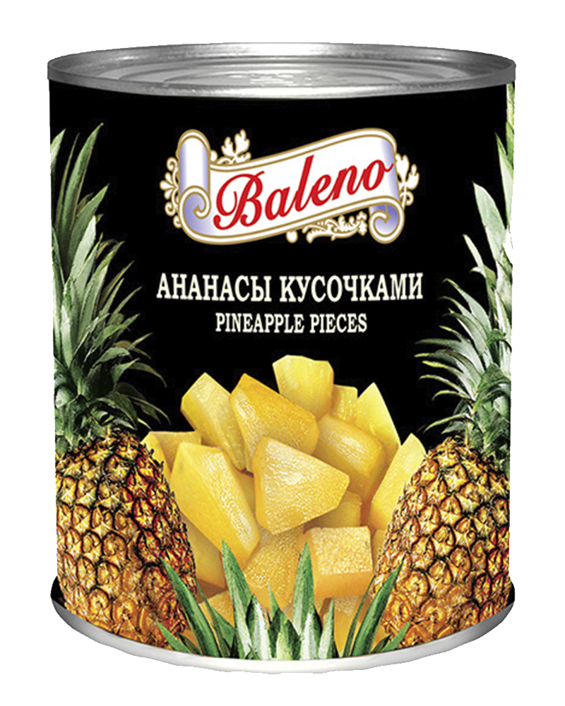 Ананасы Baleno кусочками в сиропе, 580 мл.