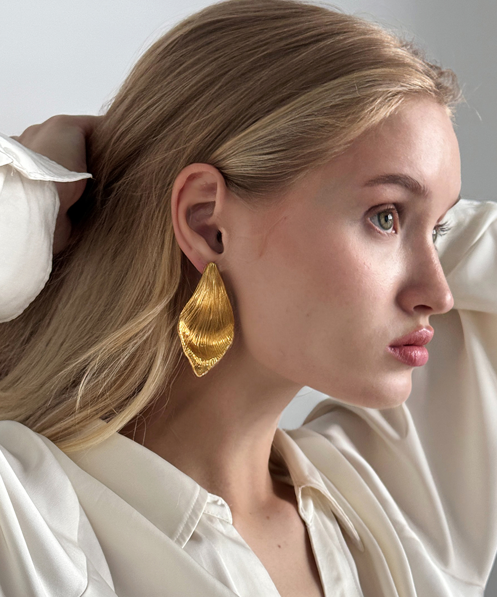 Серьги Лист тюльпана gold