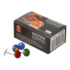 Канцелярские кнопки Sponsor 10 мм, цветные, 100 шт