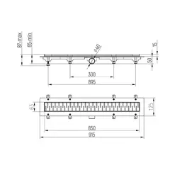 Трап линейный для пола, боковой слив, черный MCH CH850/50MC