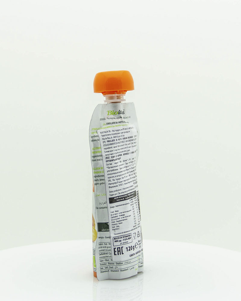 Пюре Bioitalia из Моркови, Абрикоса и Тыквы-Смузи 120 г