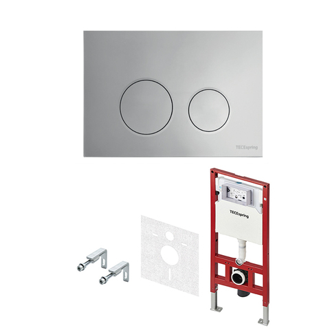 TECE S401111 TECEspring Base Комплект 3 в 1 инсталяция, панель смыва LT с круглыми кнопками, хром глянцевый
