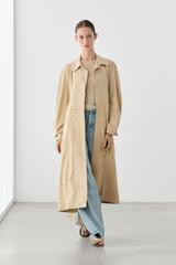 Massimo Dutti Длинное пальто из замши, бежевый