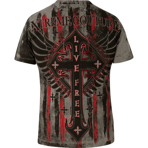 Xtreme Couture | Футболка мужская Liberty Crusade X2027 Affliction спина принт крест с крыльями