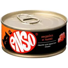 ENSO консервы для взрослых кошек паштет с индейкой и тыквой 100 гр