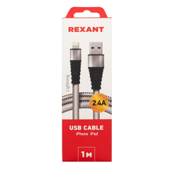Кабель USB 2.0 - Lightning, М/М, 1 м, Rexant, бел, 18-7056