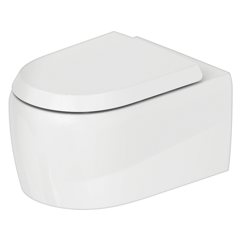 Duravit Qatego 2556090000 Унитаз подвесной безободковый 370х570 мм, с креплением Durafix.с установленными петлями из нерж. стали, цвет белый