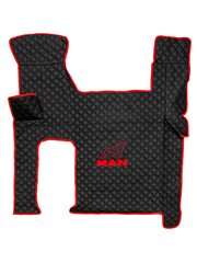 Ковры MAN TGX с 2-мя ящиками (автомат) (экокожа, черный, красный кант, красная вышивка)