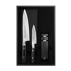 Набор из 2 кухонных ножей (37 слоев) YAXELL Zen и точилки арт. YA35500-003