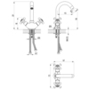 Lemark LM2107C Смеситель для раковины, монолитный, двуручковый, высота излива 15 см, длина 11 см, латунь/хром