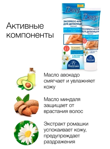 Флоресан Deep depil Нежный экспресс-крем для депиляции для чувствительной кожи,100мл — фото 3