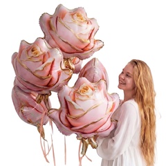 Шар К Фигура, Цветок, Роза объемная, Glam/Глам, Розовый, 29