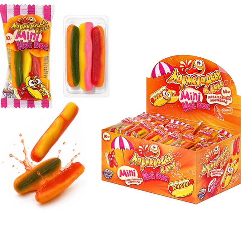 Мармелад жевательный «Мармеладсы в деле mini HOTDOG»1кор*12бл*60шт,10г