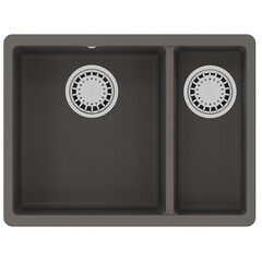 Lemark 9910083 Кухонная мойка Lemark SINARA 550.2-U подстольного монтажа с доп.чашей из кварцгранита цвет: Серый шёлк фото