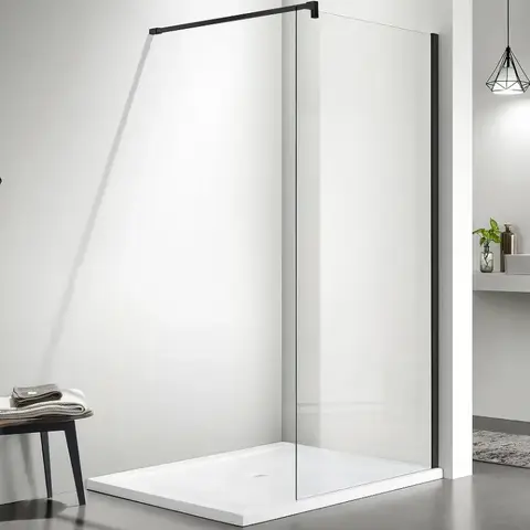 Aquatek AQ WIW 11020BL Душевая перегородка Walk in с держателем 1100x2000 профиль черный, стекло прозрачное