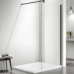 Aquatek AQ WIW 11020BL Душевая перегородка Walk in с держателем 1100x2000 профиль черный, стекло прозрачное фото