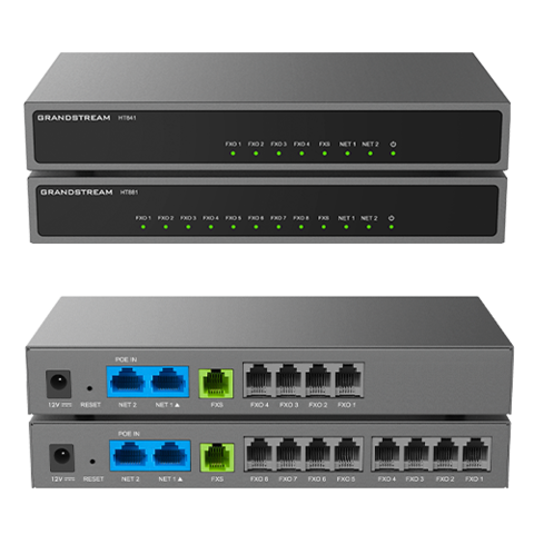 Grandstream HT881 - аналоговый FXO-шлюз,1xFXS, 8xFXO, 1xLAN, 1xWAN, (2GbE)Gigabit Ethernet