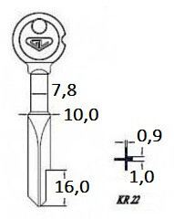 Заготовка крестового ключа KR-22 (KR-10X x x x KRX10) Гравер