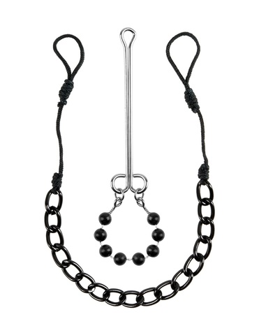 Лассо на соски соединенное цепочкой + зажим на половые губы Nipple & Clit Jewelry