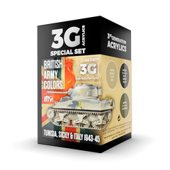 Набор красок AK Interactive British Army Colors: Tunisia, Sicily & Italy 1943-45 Set 3G, 3 краски