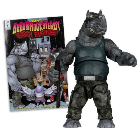 Фигурка Рокстеди с комиксом IDW Publishing Teenage Mutant Ninja Turtles: Bebop & Rocksteady